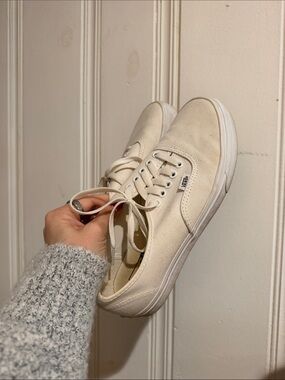 Vans Low-Top Canvas Sneakers in Cream/White